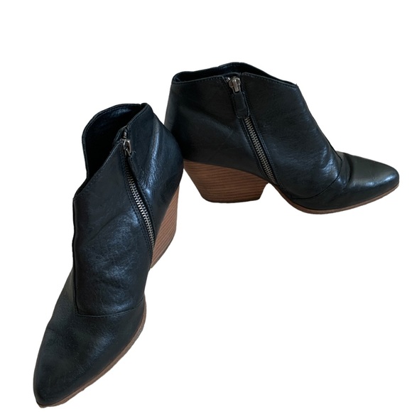 Eileen Fisher Leather Western Demi Wedge Bootie Size 9 - Picture 4 of 9